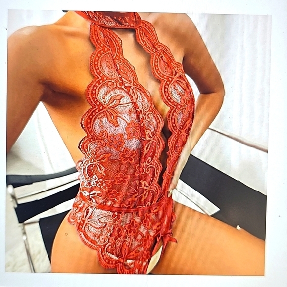 NEW Poteti Crotchless Red Lace Backless Bodysuit XXXL - Picture 9 of 10